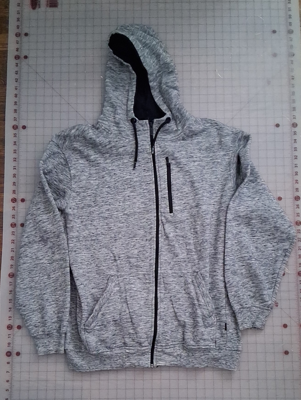 CSG Light Heather Gray Men's Zip Hoodie with Black Accents 2XL